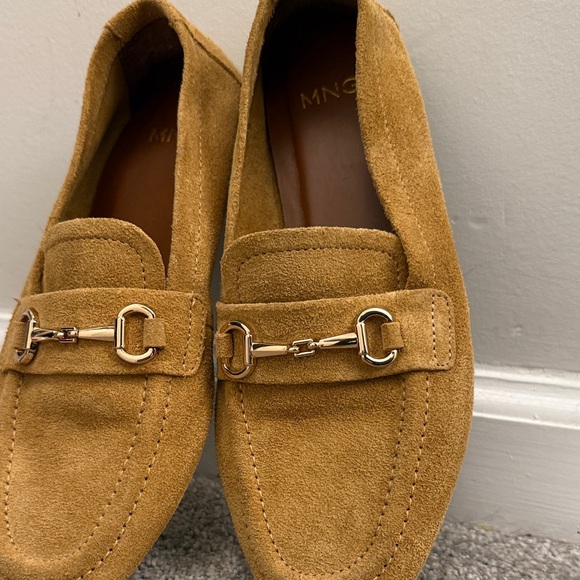 Mango Brown Suede Loafers with Gold Accent - Picture 1 of 1